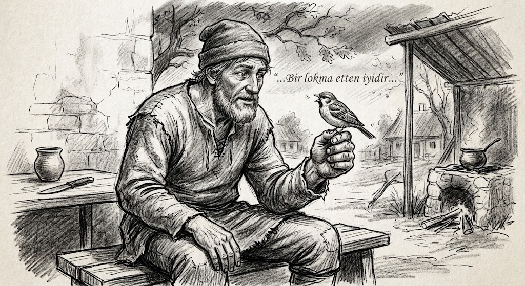 Vefa_1_Erdemdir's tweet photo. Beni serbest bırak da sana üç nasihat edeyim, kârlı çıkarsın.

Adam düşündü, "Bir lokma etten iyidir" diyerek teklifi kabul etti. 

Kuş şartını koştu:
— Birinci nasihatimi elindeyken söylerim, ikincisini şu pencereye konunca, üçüncüsünü ise karşı dala konunca... https://t.co/mNLFoCjm3F