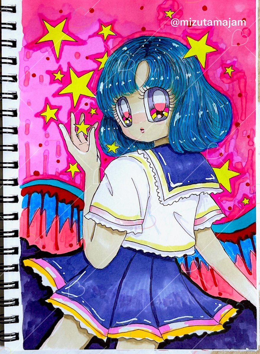 mizutamaJAM's tweet photo. 眠れずに描きなぐったらくがき✏️
不眠でしんどい時ほどパキッとした色使いがちかも https://t.co/XPVs9GdDnw