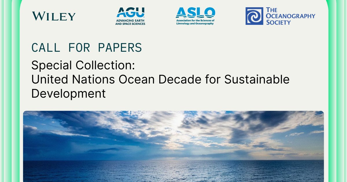 WileyEcology's tweet photo. Submit your research to this living special collection showcasing solutions-focused ocean science and capacity-sharing for the ocean we want.
Find out more: https://t.co/PHACmxTH65
@aslo_org @theAGU @TOSOceanography @UNOceanDecade #OceanDecade #OceanScience https://t.co/cy2TVd96ei