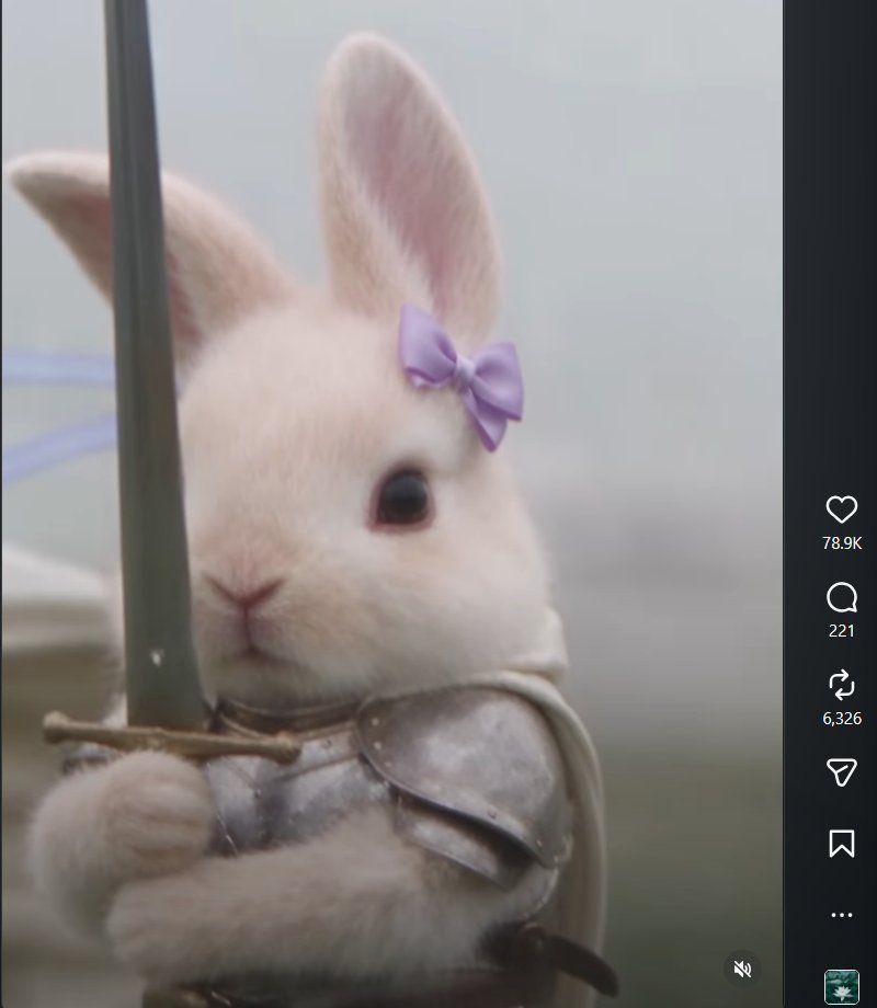 Swagdevor's tweet photo. $swordcat went to 1M and is currently at 500k marketcap.

i just found the same video but a bunny is holding the sword.

going viral on Instagram: https://t.co/fn76E2SipR

800k views in a single day. https://t.co/X7XC0N4G5R