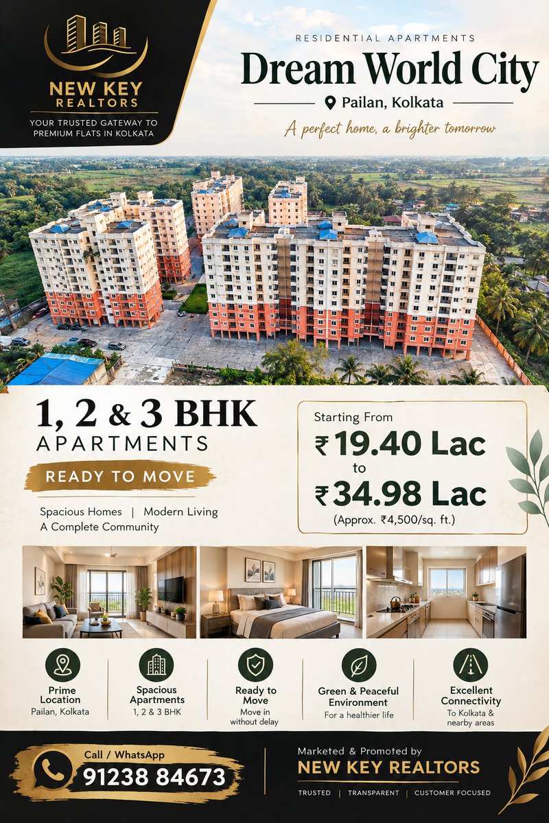 NewKeyRealtors's tweet photo. Absolutely. Since Dream World City is a Jain Group project, you can tag Jain Group in the post. The developer’s official site lists Dream World City in Pailan and identifies the developer office as Jain Group.

📍 Location: Pailan, Kolkata
🔑 Ready to Move https://t.co/W3o5qgSQak