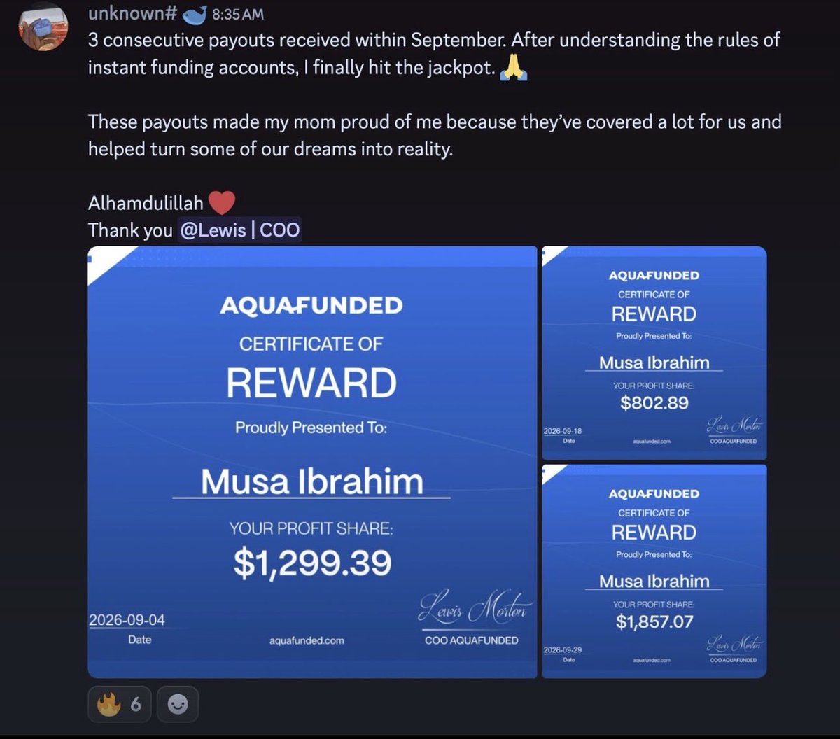 atwofgo's tweet photo. Congratulations to Musa Ibrahim 3 consecutive payouts in September with instant account of @AquaFunded 

Remember you can start your journey today with Instant Flex No consistency 

Just purchase using  👉 https://t.co/Cu7EDRRnJQ

👉 Use code = ATWO to get your discount https://t.co/Tf9c7jlQlw