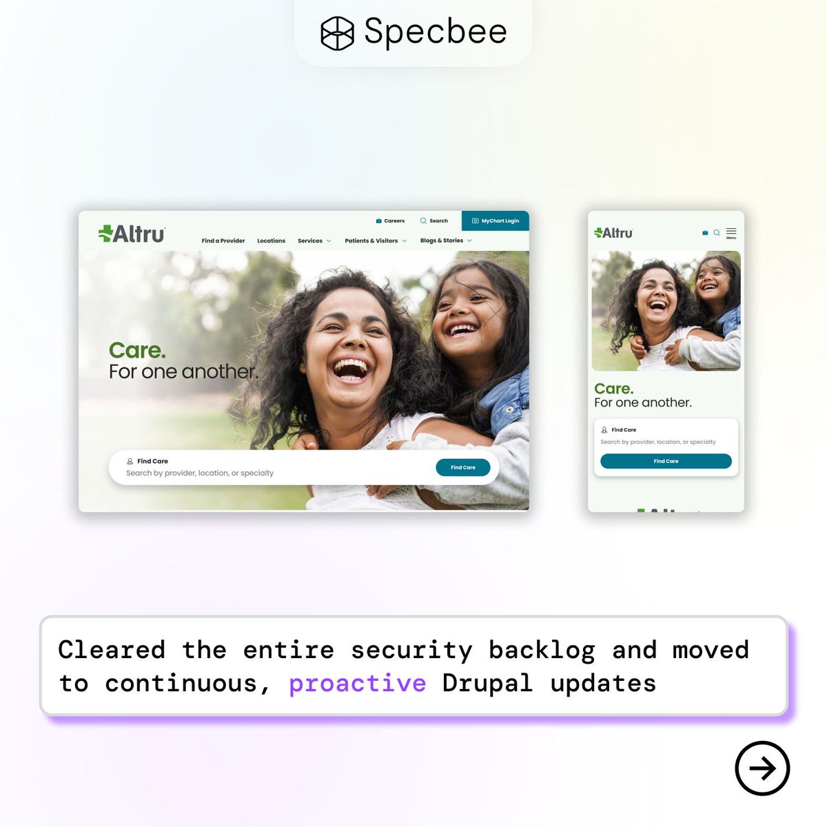 specbee's tweet photo. Specbee took over with a security-first model, redesigned around patient search, and rebuilt content architecture. Near 100% ADA compliance now.

Check out some of the case study highlights 👇 https://t.co/CEoxsDiPM1