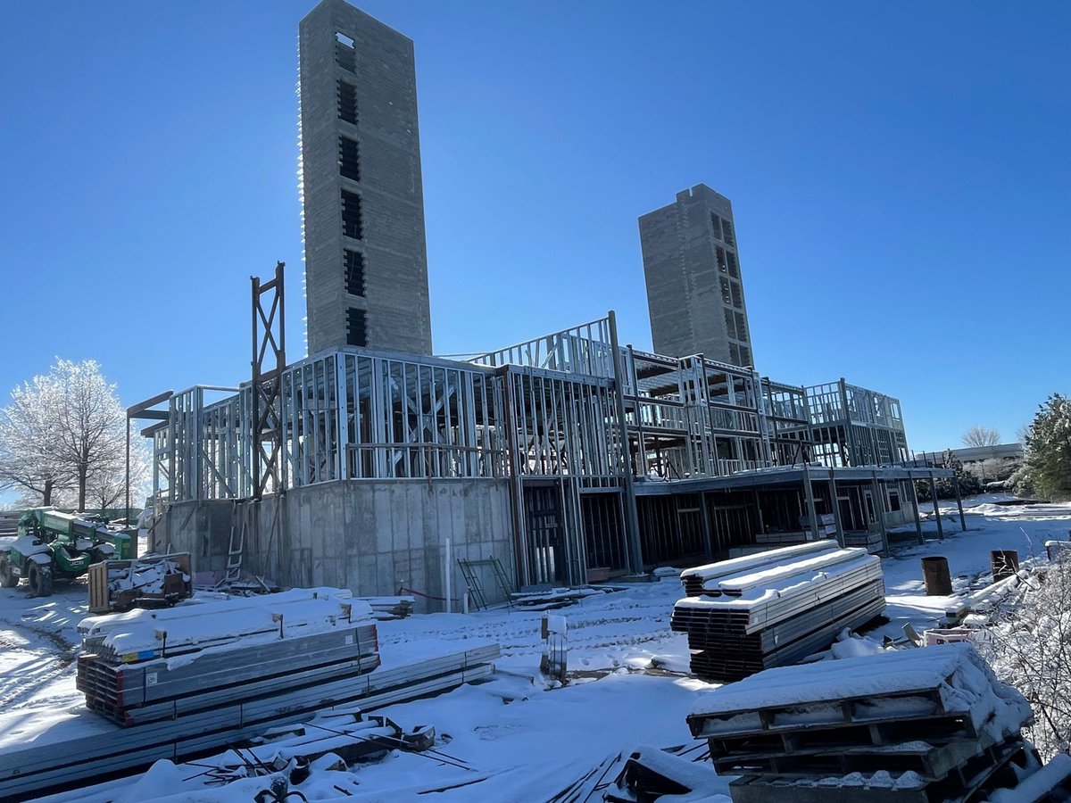 mateoatwi's tweet photo. For a company based out of Louisiana our jobsites sure see a lot of snow! ⛄❄️

Prefab panels are a great option for snowy climates because the work can be done in a controlled warmer environment. It's very difficult to stick frame in a cold environment.

#cfs #wallpanels #construction #innovation
