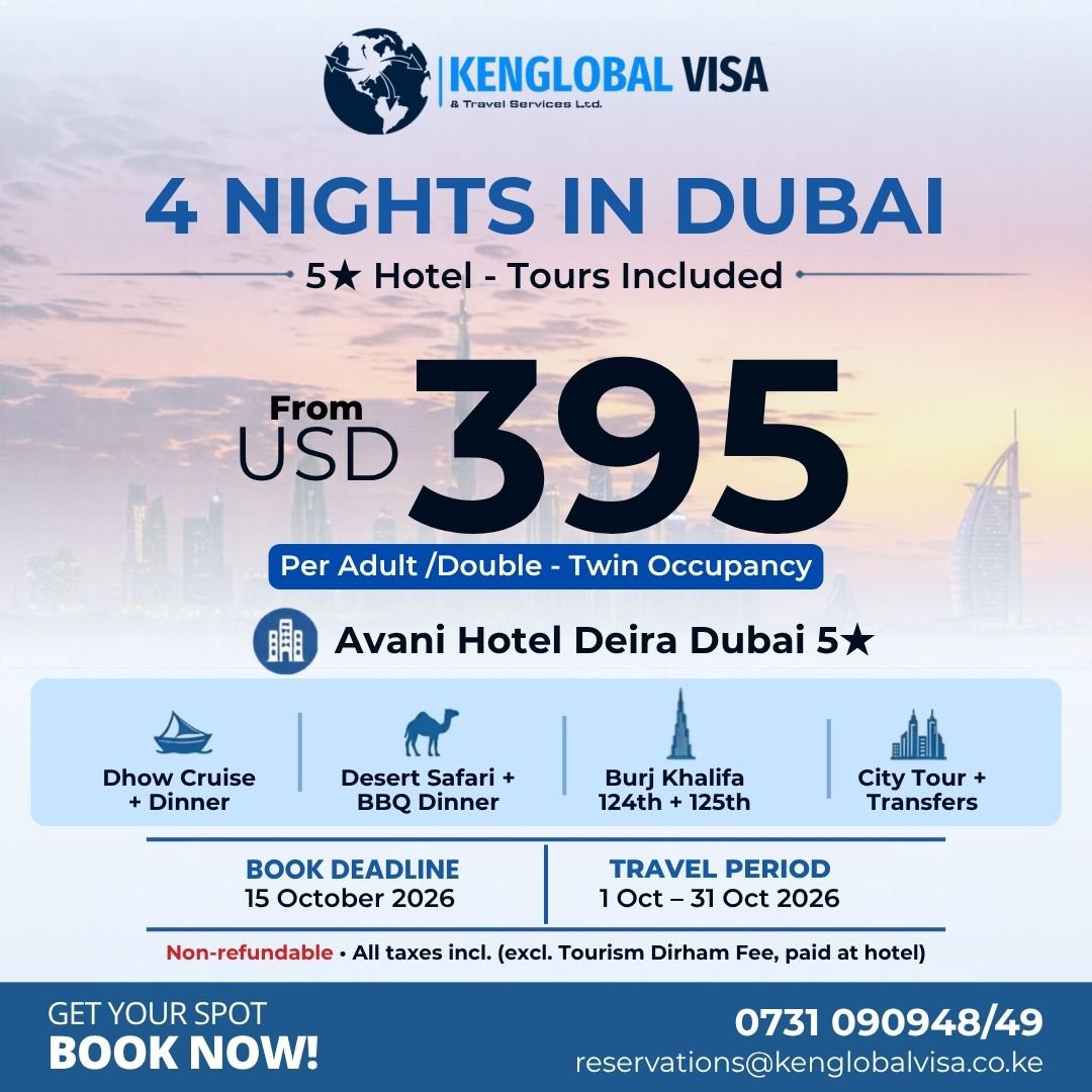 kenglobalvisa's tweet photo. 4 NIGHTS IN DUBAI from USD 395 per adult 

5��� stay at Avani Hotel Deira Dubai, plus tours, all in one package. Cost is per person on twin/double occupancy.

📅 Travel period: 1 Oct – 31 Oct 2026
⏰ Book by 15 October 2026. Seats are limited! https://t.co/BjwjI4Yn5N
