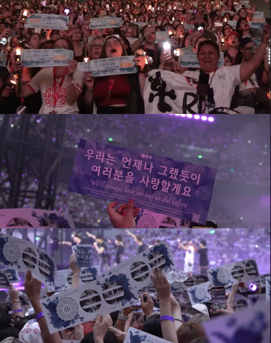 Yoon_kookie97's tweet photo. OMGG Army's Projects got Featured on BTS World Tour ARIRANG in Europe Sketch on BANGTANTV Channel on YouTube 😭 

This is so beautiful https://t.co/mWgjAR0v0G