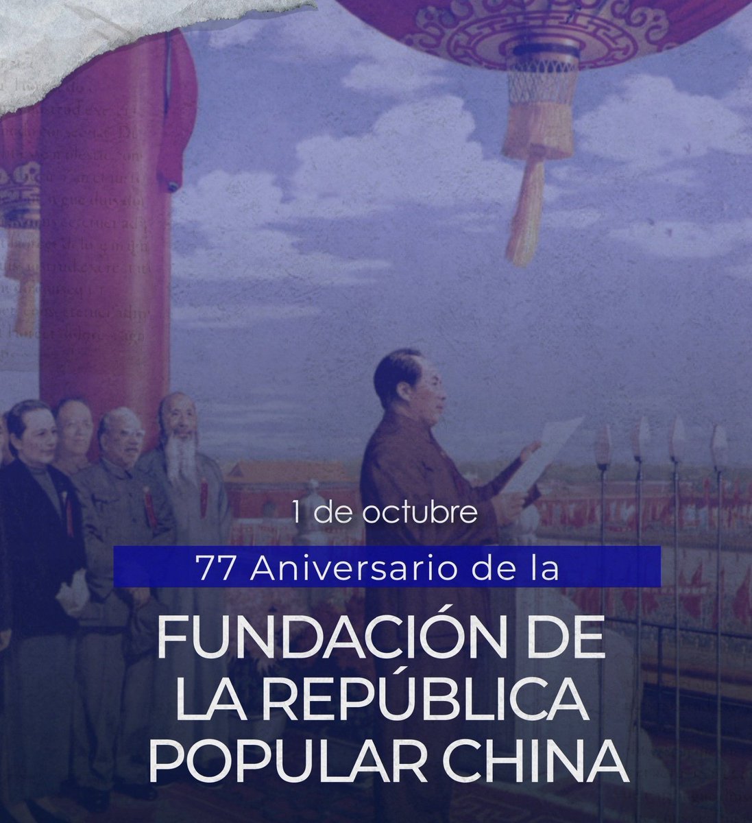 DrRobertoMOjeda's tweet photo. Enviamos cálidas felicitaciones a la dirigencia del Partido Comunista de #China y sus militantes en 77 aniversario de la fundación de la República Popular #China, hecho relevante en la historia de la humanidad. Agradecemos apoyo PCCh contra genocida bloqueo gobierno EEUU a #Cuba. https://t.co/svczp7mATr