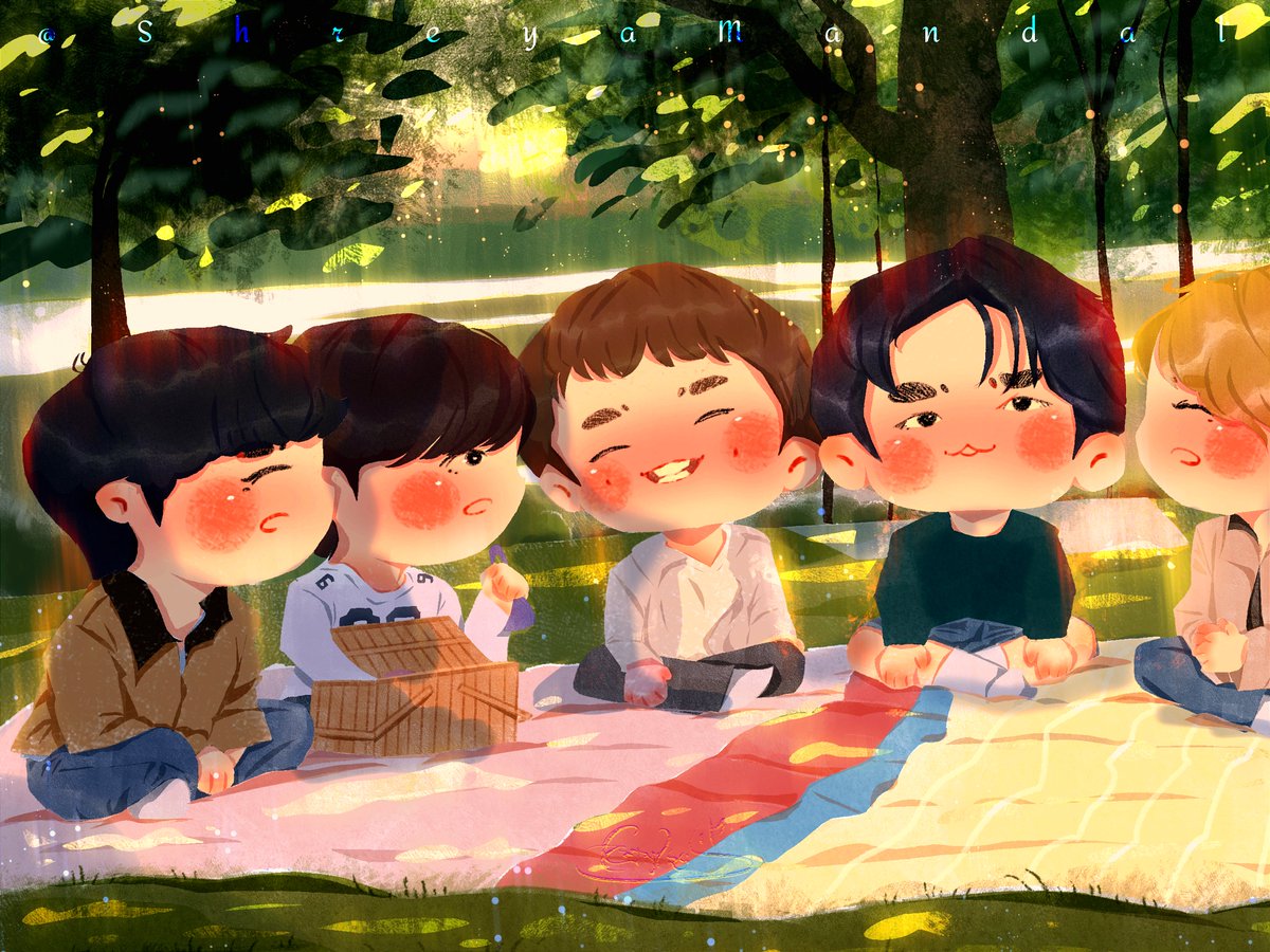 shreyamandalsm's tweet photo. Where the grass grows &amp; the stars set! 🍀⭐

............
#runbts #btsfanart #btschibi #ot7 
#방탄소년단 https://t.co/QwKsddefLd
