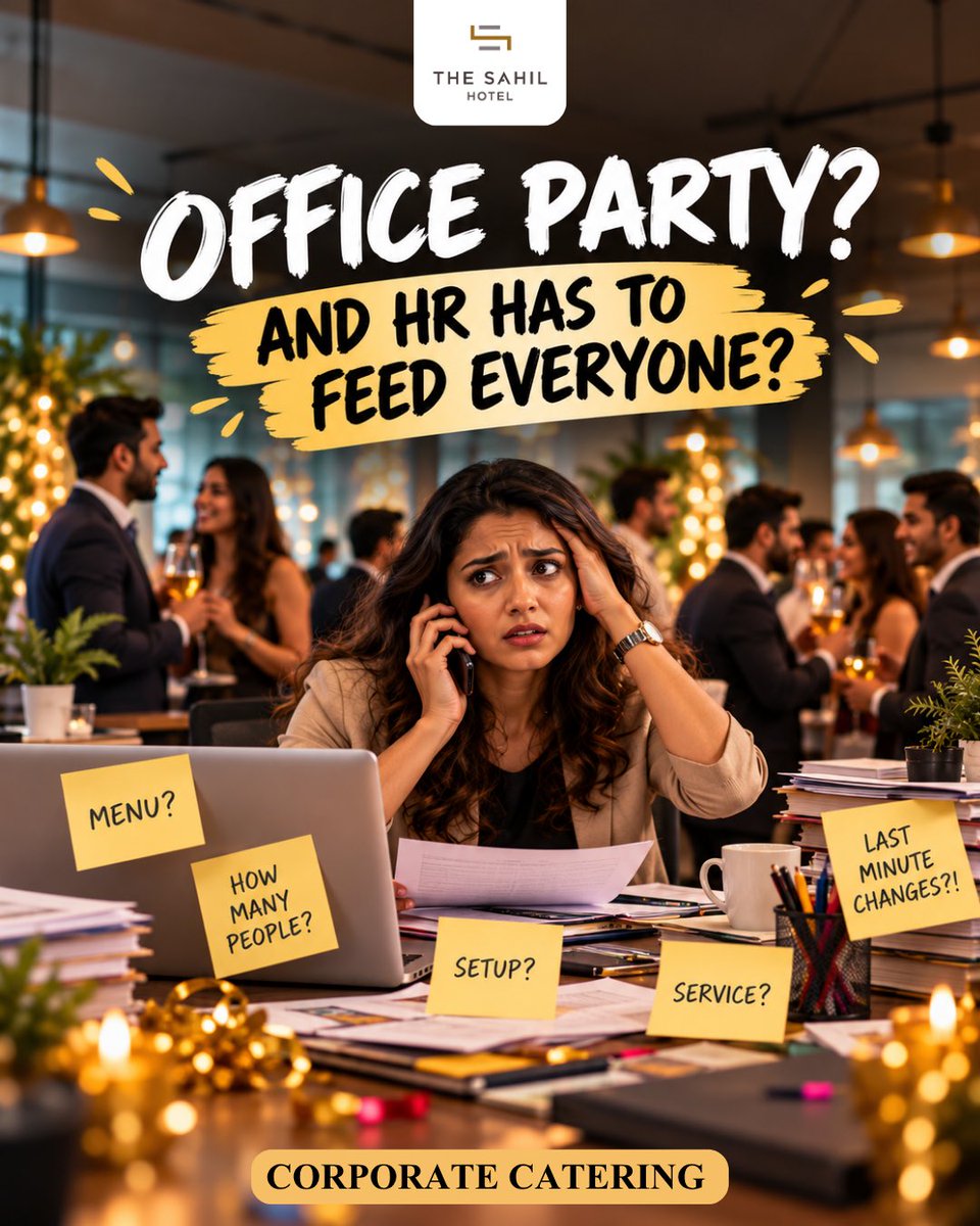 TheSahilHotel's tweet photo. Office party, and HR has to feed everyone?
Menu, headcount, setup, service, last-minute changes: The Sahil Hotel's corporate catering in Mumbai Central takes the load off. Enquire today.
#CorporateCatering #MumbaiCentral https://t.co/PVxSO8UZt3