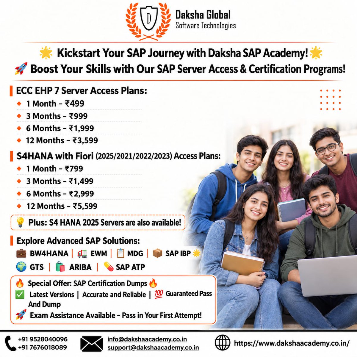 Daksha_Global's tweet photo. π SAP Server Access β Limited Seats!
π² Contact Us on WhatsApp:
+91 7676018089 | +91 9528040096 | +91 8618320700
π https://t.co/P1k75EKVBH
π₯ Limited Seats β Enroll Now & Start Practicing on LIVE SAP Servers!
#SAPCertification #SAPCareer #DakshaSAPAcademy #SAPPractice #SAP https://t.co/CNeMEW7RHy