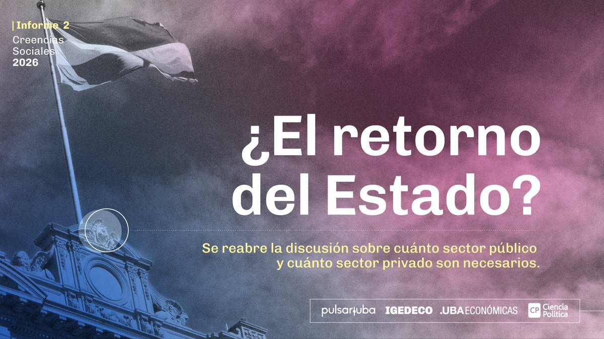 PulsarUBA's tweet photo. Compartimos los principales resultados del nuevo informe de Creencias Sociales 2026: “Creencias sin partidos: Estado, mercado y derechos en la sociedad argentina” 🧶⬇️ https://t.co/ce9hfa8pcu