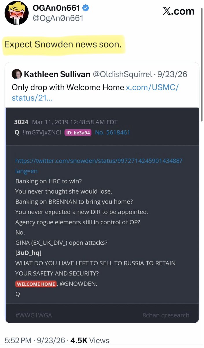OgAn0n661's tweet photo. Watch Snowden 
He’ll be activated soon https://t.co/66kuvP7E0m