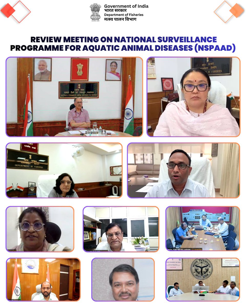 FisheriesGoI's tweet photo. Dr. Abhilaksh Likhi, Secretary, Department of Fisheries, Government of India, chaired a review meeting on the National Surveillance Programme for Aquatic Animal Diseases (NSPAAD) in New Delhi.

The meeting focused on strengthening aquatic animal health, disease surveillance and biosecurity through a review of NSPAAD Phase-I and Phase-II, the Disease Report App and the way forward for strengthening the programme.

Stakeholders discussed enhanced coordination among States and fisheries institutions, wider adoption of disease reporting mechanisms, capacity building and stronger farmer engagement to support sustainable aquaculture growth and India’s seafood export competitiveness.

The meeting was attended by representatives from State Fisheries Departments, @icarindia fisheries institutions, @nfdb_india , @MPEDACOCHIN , EIC, CAA and other key stakeholders.

@PMOIndia  @LalanSingh_1  @likhi_dr @DDNewslive