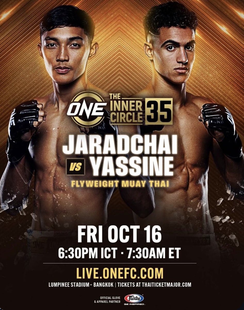 Parlons_PP's tweet photo. Deux cracks vont s’affronter au #ONEinnercircle35 du 16 octobre!
Jaradchai 🇹🇭 (4-0 ONE) vs Ayoub Yassine 🇲🇦(2-0 ONE)
Via silkmuaythai https://t.co/1HGWH8y2xX