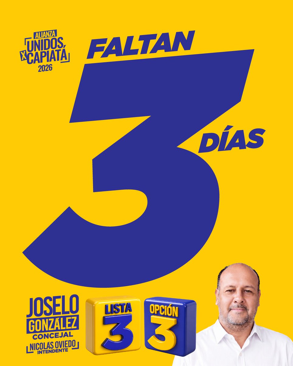 Joselo_2028's tweet photo. 💛 A TAN SOLO 3️⃣ DÍAS DE RECUPERAR CAPIATÁ PARA TODOS LOS CAPIATEÑOS! 💛 https://t.co/5KEAWHlEP7