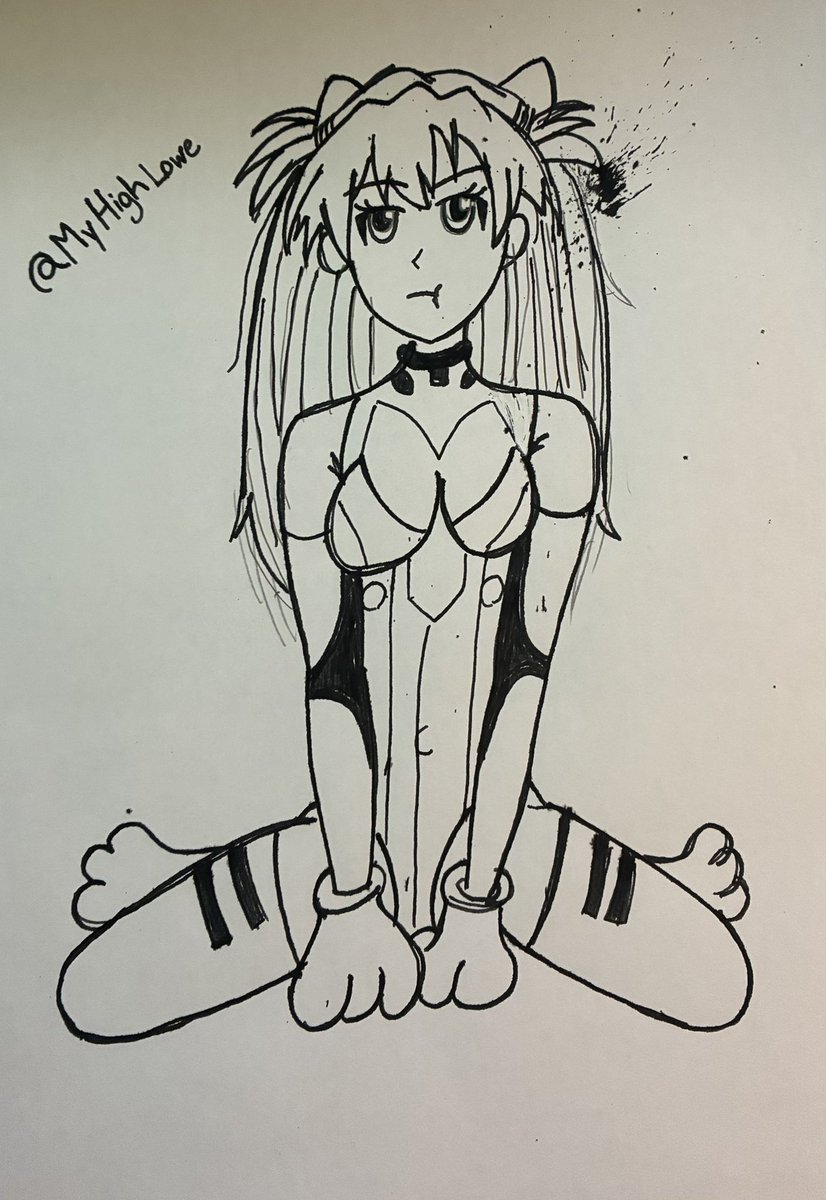 MyHighLowe's tweet photo. Kinktober Day 1: Bratting

Featuring Asuka 

Started out as an ink sketch but I digitized it hoping to have time to digitize the rest but a drawing a day is a challenge

(all characters portrayed are 18+)

#fanart #asuka  #evangelion #petplay #brat #r34 #kinktober #kinktober2026 https://t.co/hoeYAZwODB