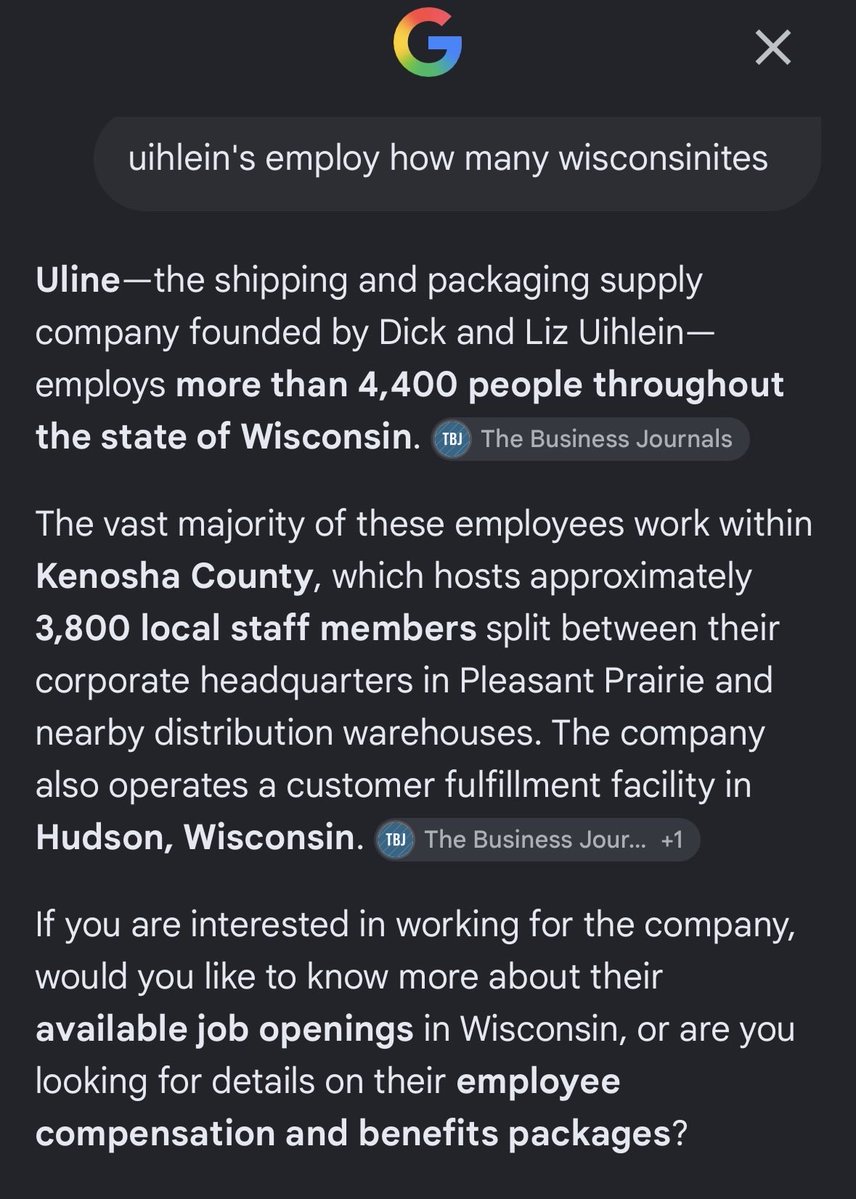 mayudiusen's tweet photo. @WI_RightWing_Ls How many Wisconsinites do you employ at your business? 🤔 https://t.co/CdKBaEWUTy
