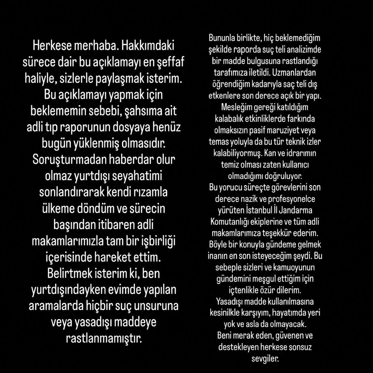 bpthaber's tweet photo. Afra Saraçoğlu: 

"Mesleğim gereği katıldığım kalabalık etkinliklerde farkında olmaksızın pasif maruziyet veya temas yoluyla bu tür teknik izler kalabiliyormuş.

Kan ve idrarımın temiz olması zaten kullanıcı olmadığımı doğruluyor." https://t.co/rZnnQStU4e