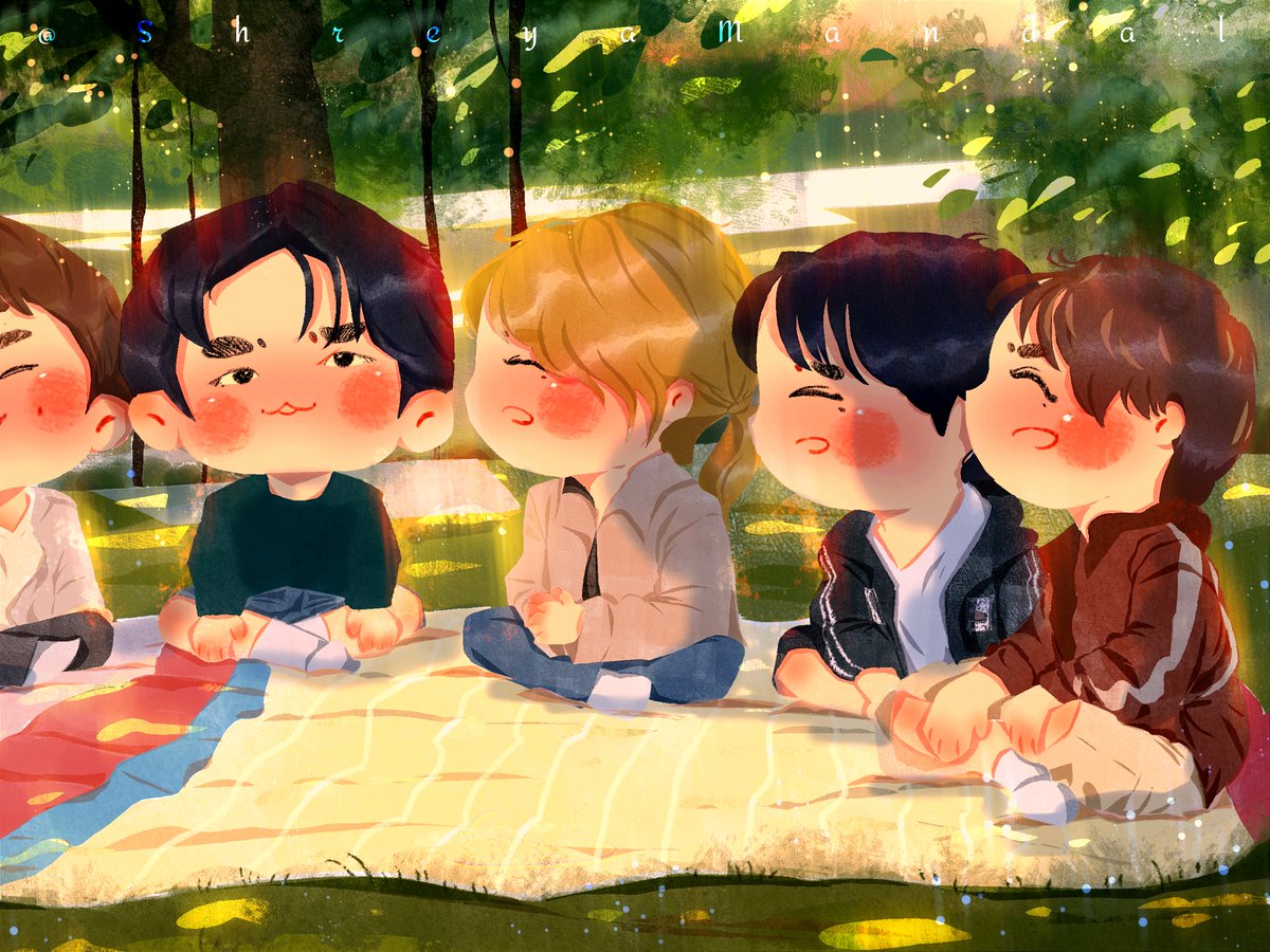 shreyamandalsm's tweet photo. Where the grass grows &amp; the stars set! 🍀⭐

............
#runbts #btsfanart #btschibi #ot7 
#방탄소년단 https://t.co/QwKsddefLd