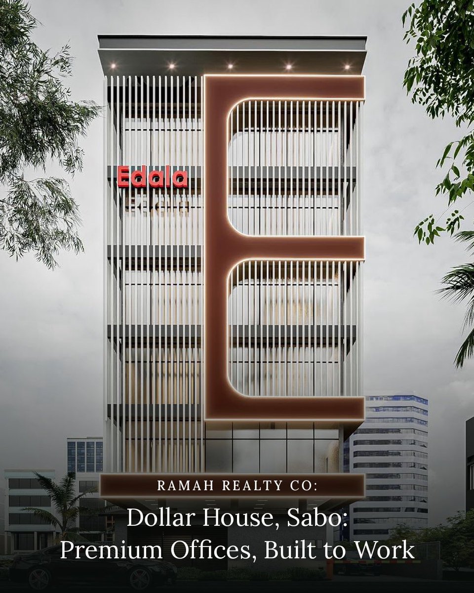 arramahrealty's tweet photo. Dollar House — Sabo, Yaba
Premium office spaces. 120sqm ₦190M | 240sqm ₦350M. Elevator, 24/7 security, fibre-ready, solar power, dedicated transformer. 

Comment "DOLLAR HOUSE" or DM For more Info . Ramah Realty Co
#Yaba #CommercialPropertyLagos #OfficeSpaceLagos #Offplan https://t.co/aXDMMuBM14