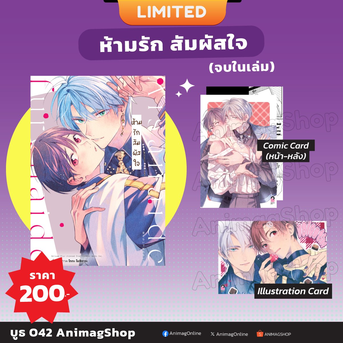 animagonline's tweet photo. 💗ห้ามรัก สัมผัสใจ [Limited Edition]
→ https://t.co/s9zYuvbkyu
.
❌❌โปรดอ่าน “ก่อนสั่งซื้อ”❌❌
⚠️สินค้ามีวางจำหน่ายที่งานหนังสือ บูธ Animag Shop [O42] 
**วันวางจำหน่ายในงาน รบกวนรอตรวจสอบที่หน้าเพจอีกครั้ง**
.
#มังงะวาย #愛さないで触れないで #งานหนังสือ #AnimagShopO42 https://t.co/nf60rRVRML
