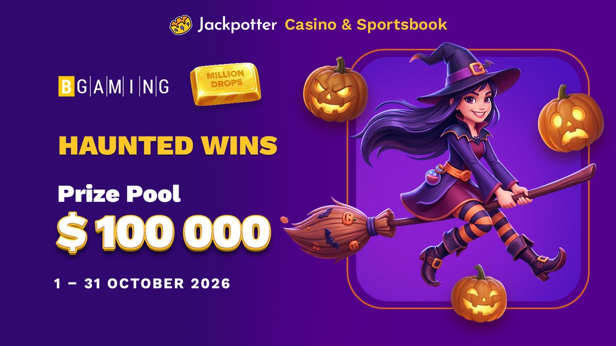 jackpotterCOM's tweet photo. 👻 Haunted Wins Tournament by BGaming - $100,000 Prize Pool !

Play your favorite BGaming games and get prizes 🎃

🏆 Main Prize: $1,000
🎁 Total Prizes: 10735

Don't miss your chance to join 🚀 Learn More 👉 https://t.co/8P8qdImsem https://t.co/lf28kBGBlh