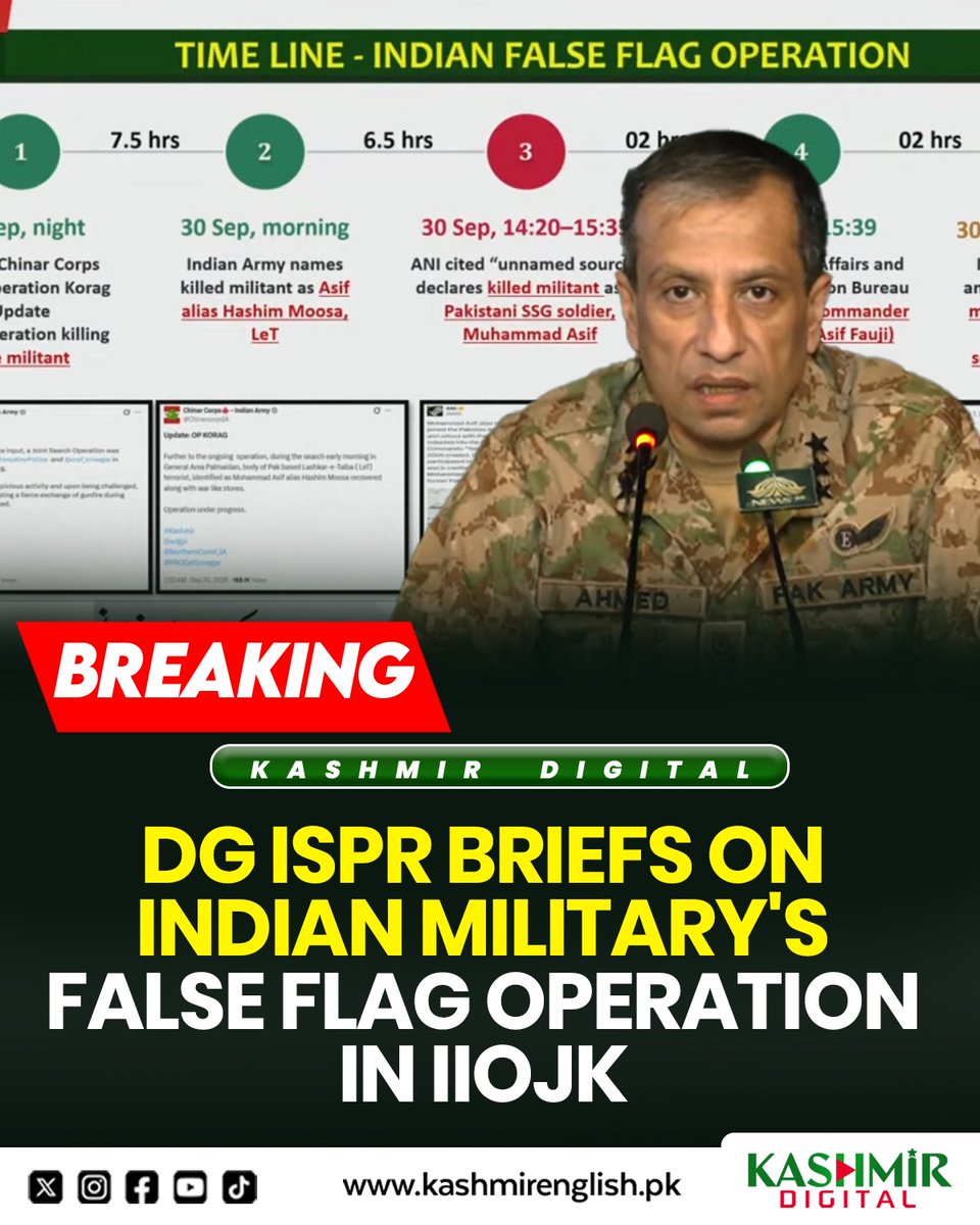 KashmirDigital1's tweet photo. DG ISPR briefs on Indian military’s false flag operation in IIOJK

Read more: https://t.co/cyXOXBXB1Q

#Flaseflag #DGISPR https://t.co/izV9qcsppN