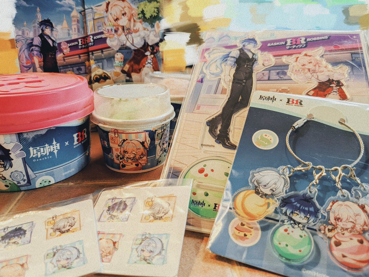 PoKoPo_ta's tweet photo. もう買えないかと思ってたけど買えて嬉しいサーティーワン！！！🍨🍨😻🫶💓
原神コラボ受付初日でもう近くの店の在庫は全枯れだったからな、、😿😿
久しぶりに実家帰るから私が欲しいだけだけど手土産にもって帰るんだね〜〜 https://t.co/EfJCHSkHkh