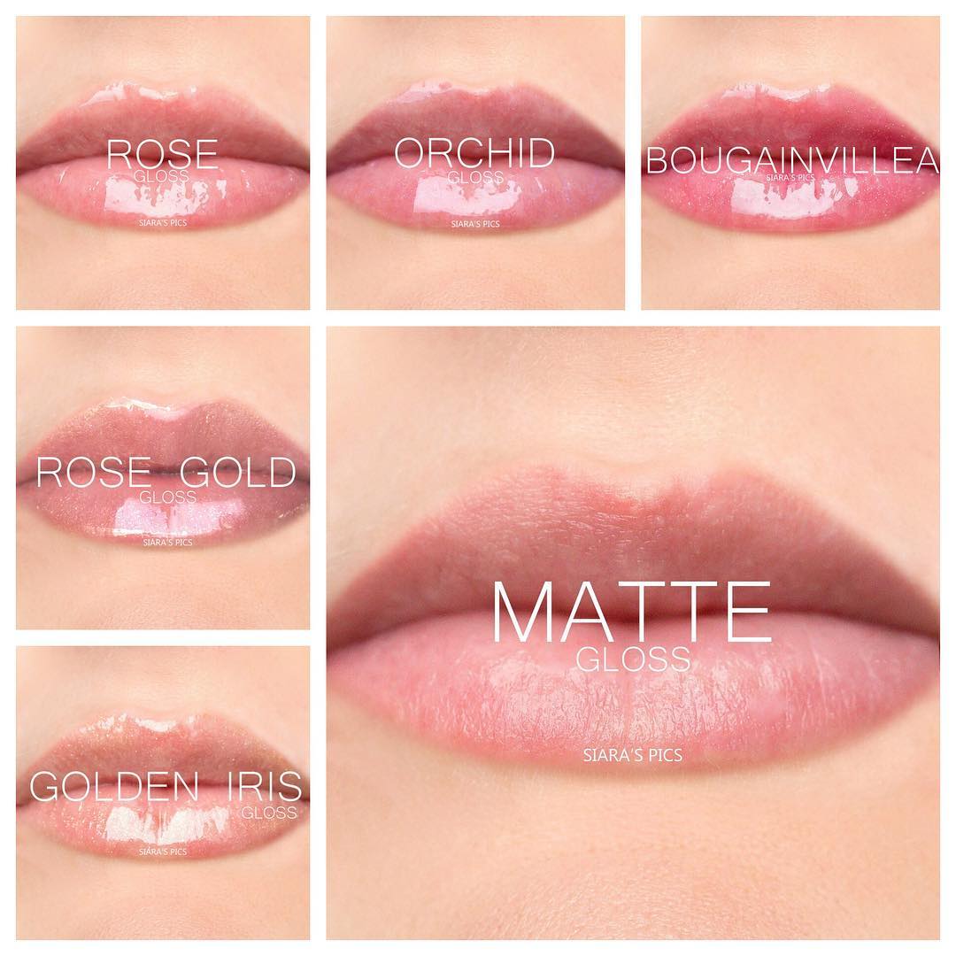 JamesLormeyr's tweet photo. I sent these to a customer to help her choose a super-hydrating, wax-free tinted Specialty Gloss. Lined up beside Matte Gloss lips so you can see the color each adds. Which one is your style? https://t.co/YRbse0I8hS