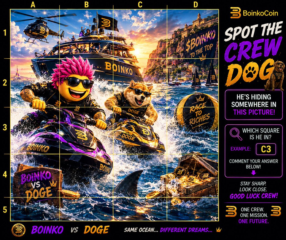BoinkoCoin's tweet photo. SPOT THE CREW DOG 🐾

He’s hiding somewhere in this picture 🐕 

To enter:
• LIKE
• FOLLOW
• RT
• COMMENT example: (C3)

1st to spot wins 100,001 BoinkoCoins 💰 

4 more correct answers also win 100,001 BC 💰 

5 winners...One mission 🏆 

 Stay sharp. Look close. GL Crew https://t.co/wFkxZmEyR3