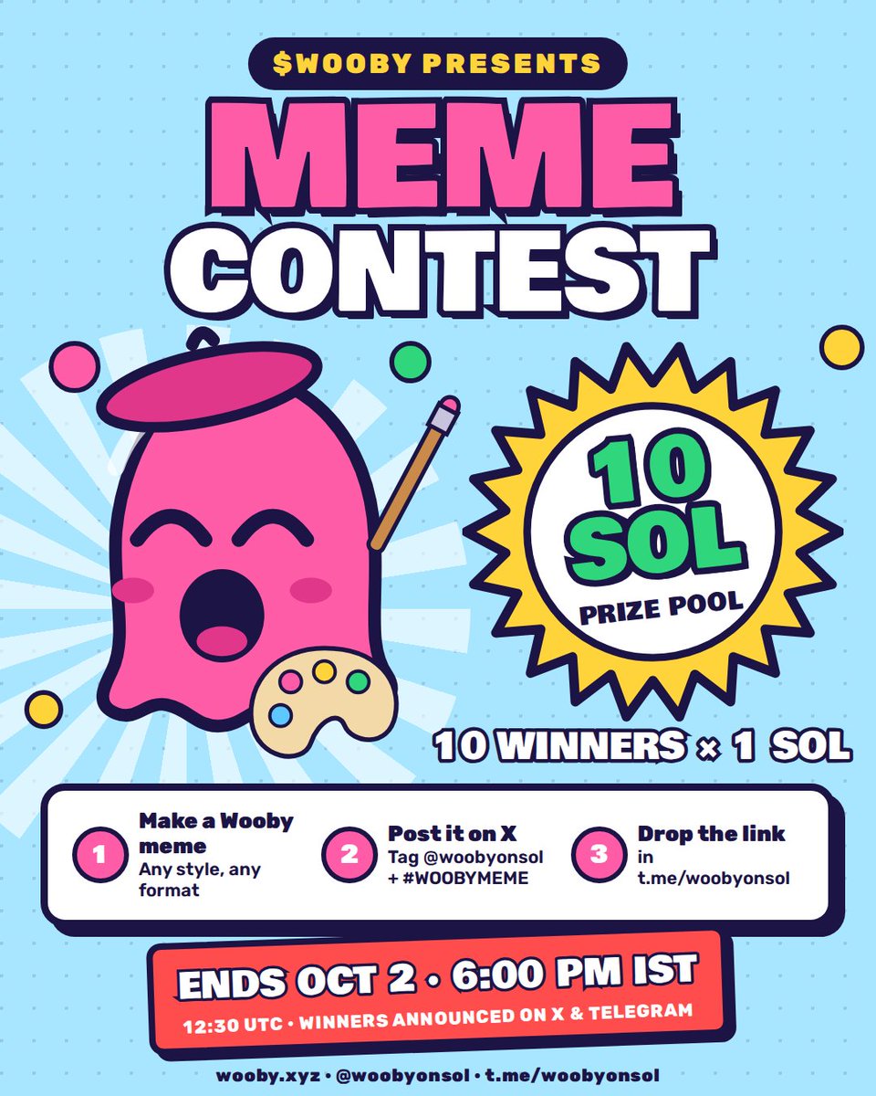 woobyonsol's tweet photo. We are launching $WOOBY meme contest.

10 SOL to 10x winners.

Make your best $WOOBY meme and reply below. https://t.co/DmHTveeQGG