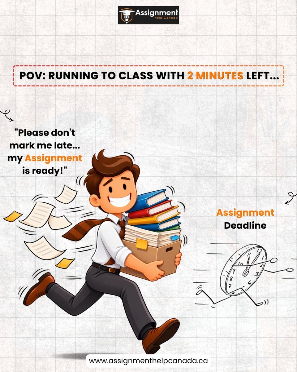 Assignment_CA's tweet photo. Nothing builds cardio faster than realizing class starts in two minutes. 💀
A little academic support can save you hours of last-minute chaos.
🎓 Academic support that keeps you on track!
#assignmenthelp #essaywriting #academichelp #studentlife #exams https://t.co/nbrMSfxepK