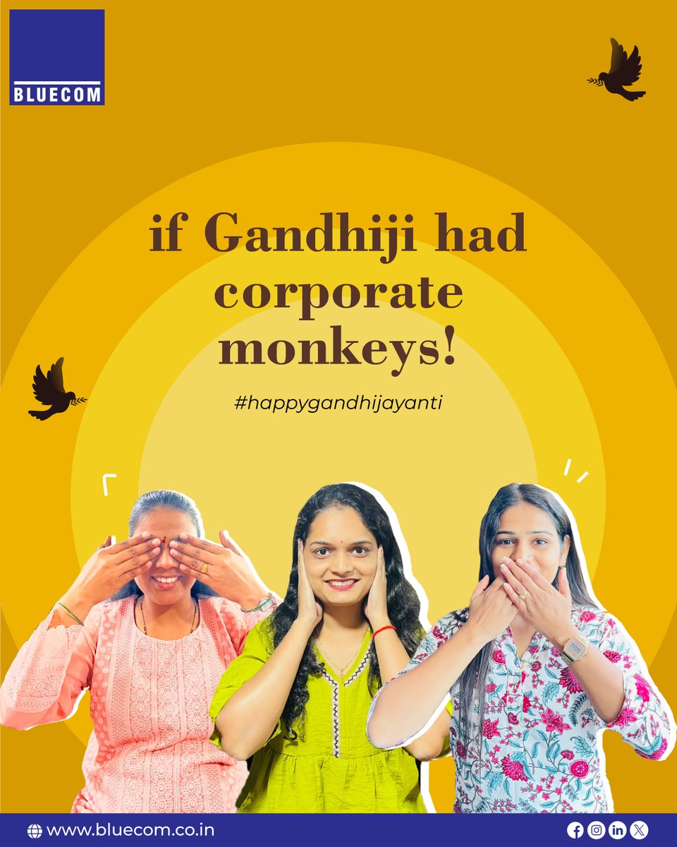 BluecomInfotech's tweet photo. Less negativity, less gossip, fewer excuses
more creativity, feedback &amp; solutions. 👀

Because sometimes, the corporate version of “See No Evil, Hear No Evil, Speak No Evil” is simply: Focus on what actually matters. ✨

Happy Gandhi Jayanti

#gandhijayanti #corporatelife https://t.co/6zzu23rvGt