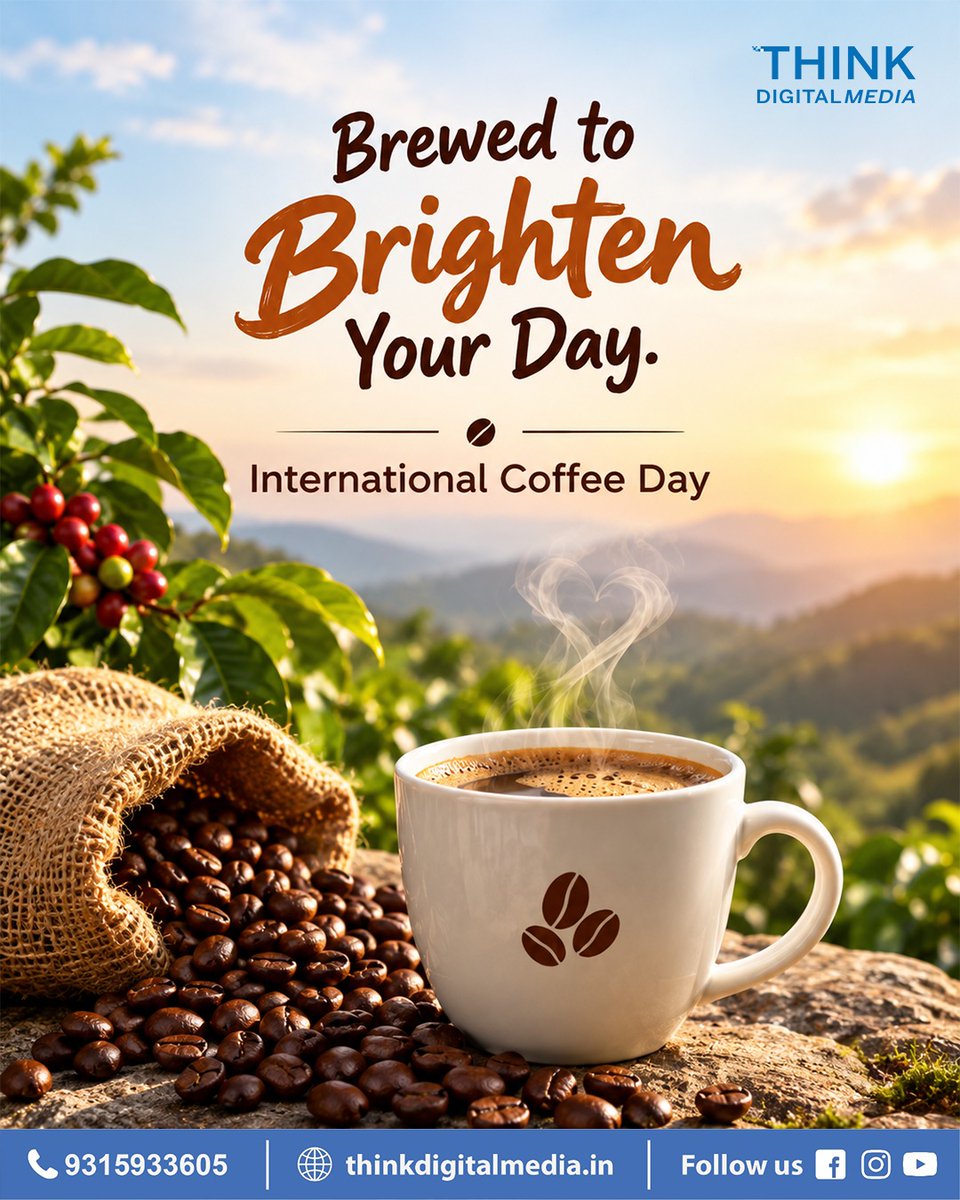 thinkdigitalmed's tweet photo. Here’s to the perfect cup that fuels fresh thoughts, bright ideas, and beautiful moments. Celebrate the warmth, energy, and inspiration in every sip. 

Happy International Coffee Day! 

#InternationalCoffeeDay #CoffeeLovers #CoffeeAndCreativity #FreshIdeas https://t.co/A0sq2D0dnF
