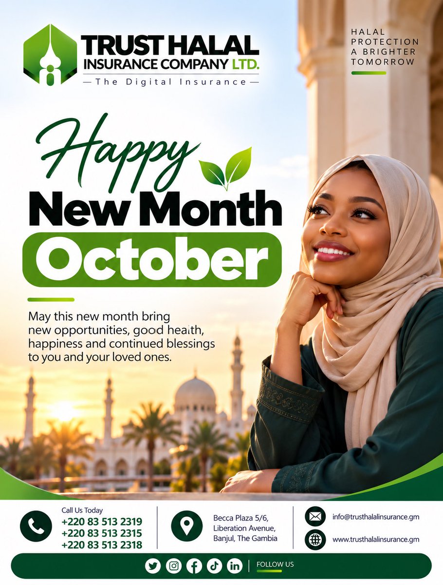 TrustHalalICL's tweet photo. Happy New Month, October! 

May October be a month of growth, success and continued protection for us all.

Wishing you and your family a beautiful and blessed October from Trust Halal Insurance Company Ltd.

The Digital Insurance
Halal Protection. A Brighter Tomorrow. https://t.co/luz1GSlJdC