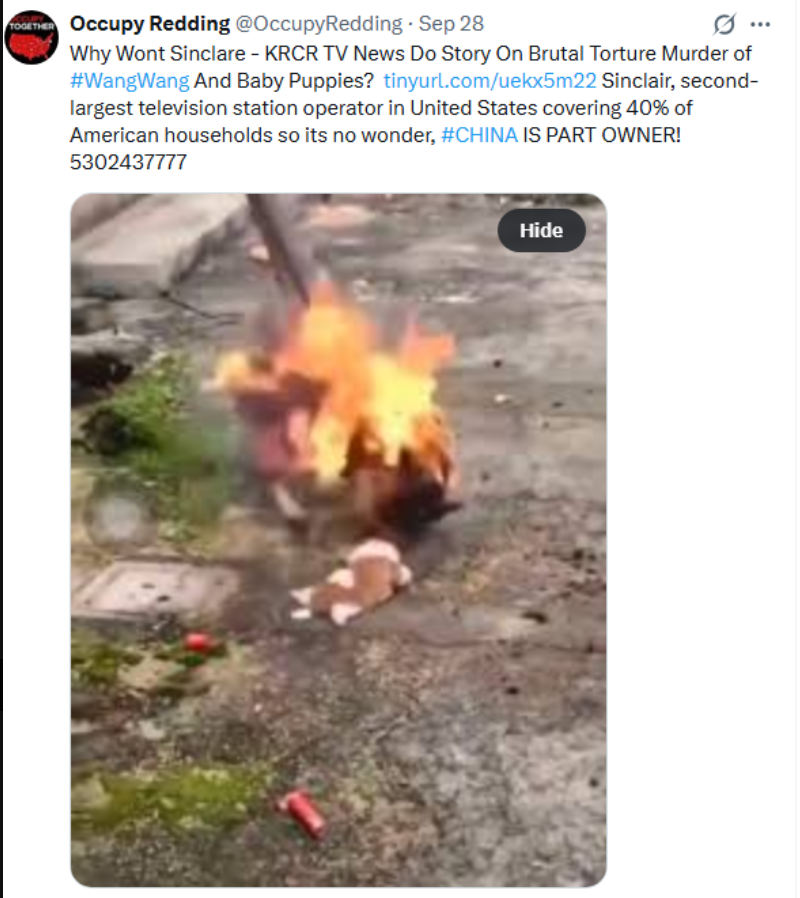 OccupyRedding's tweet photo. #JusticeForWangWang https://t.co/Dbif1PRdeL