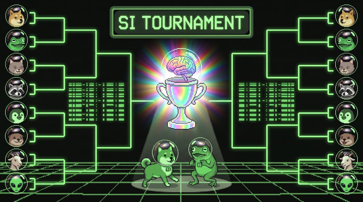 superintelmemes's tweet photo. The SI Tournament is live

16 super intelligent twins, one bracket, 6 hour rounds

The twin that gets bought the most in its round advances, all measured on chain

First round ends in 6 hours, pick your meme and carry it through the bracket
https://t.co/6uoPT8TYwi https://t.co/Vmnwi7UjAv