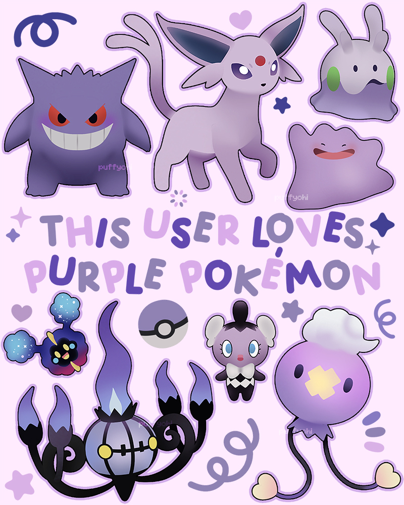 puffychii's tweet photo. Purple Pokémon supremacy 🫐🪻💜🫟 https://t.co/9575ncLdEP