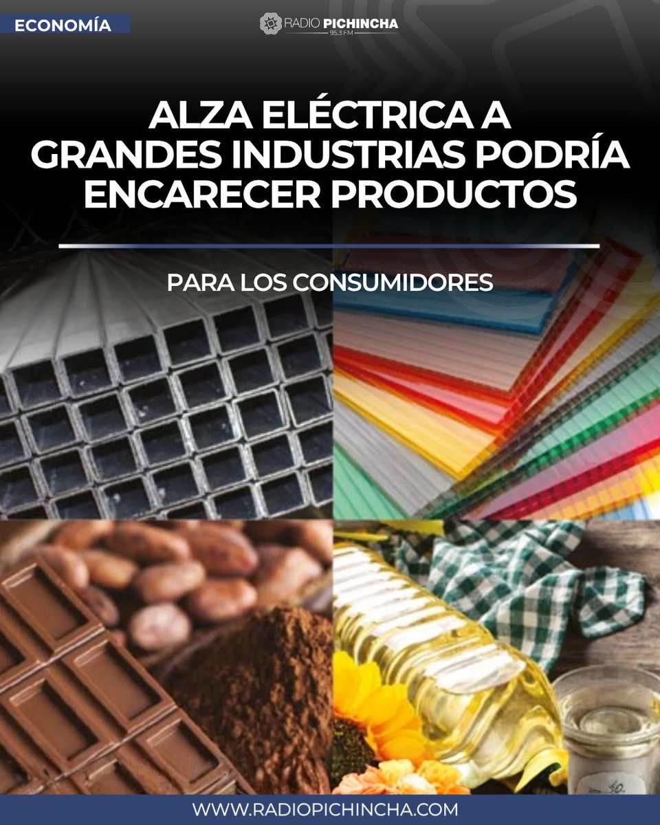 radio_pichincha's tweet photo. 📈#Economía | Las industrias de alto voltaje enfrentarán desde este 1 de octubre incrementos de hasta 257,8% en sus tarifas eléctricas. La Cámara de Industrias de Guayaquil estima que el sector deberá asumir USD 156 millones adicionales hasta diciembre, mientras expertos advierten que el mayor costo podría terminar reflejándose en los precios de los productos.
#LaRadioDeLasNoticias
Los detalles⤵️
https://t.co/NtdUDs70US