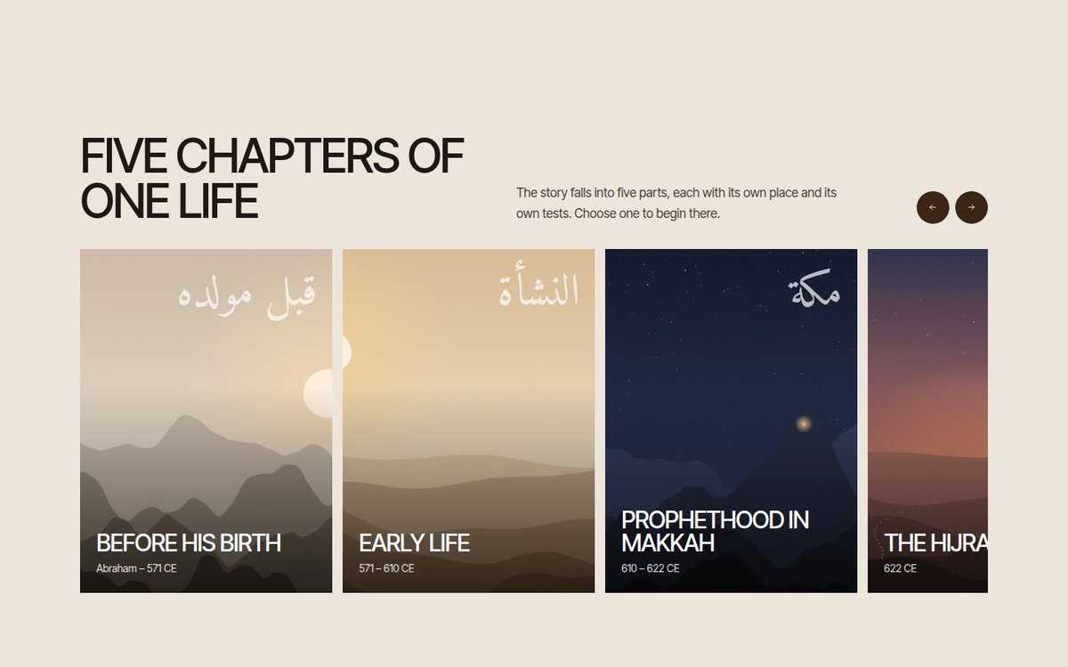 _mustafe19's tweet photo. Most of us know the Seerah in pieces. Badr. The Hijrah. The cave.

But few of us have ever seen the whole life of the Prophet ﷺ laid out in order.

So I built it 🧵

https://t.co/EQhc1rtT10 https://t.co/yo0pykJ2R4