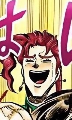 YukkuriJodio's tweet photo. 花京院って普段は「フフフ」って薄ら笑いしてそうキャラなのに運命の車輪戦で口を開けて大笑いしてるの大好きすぎて https://t.co/6huccAoHic
