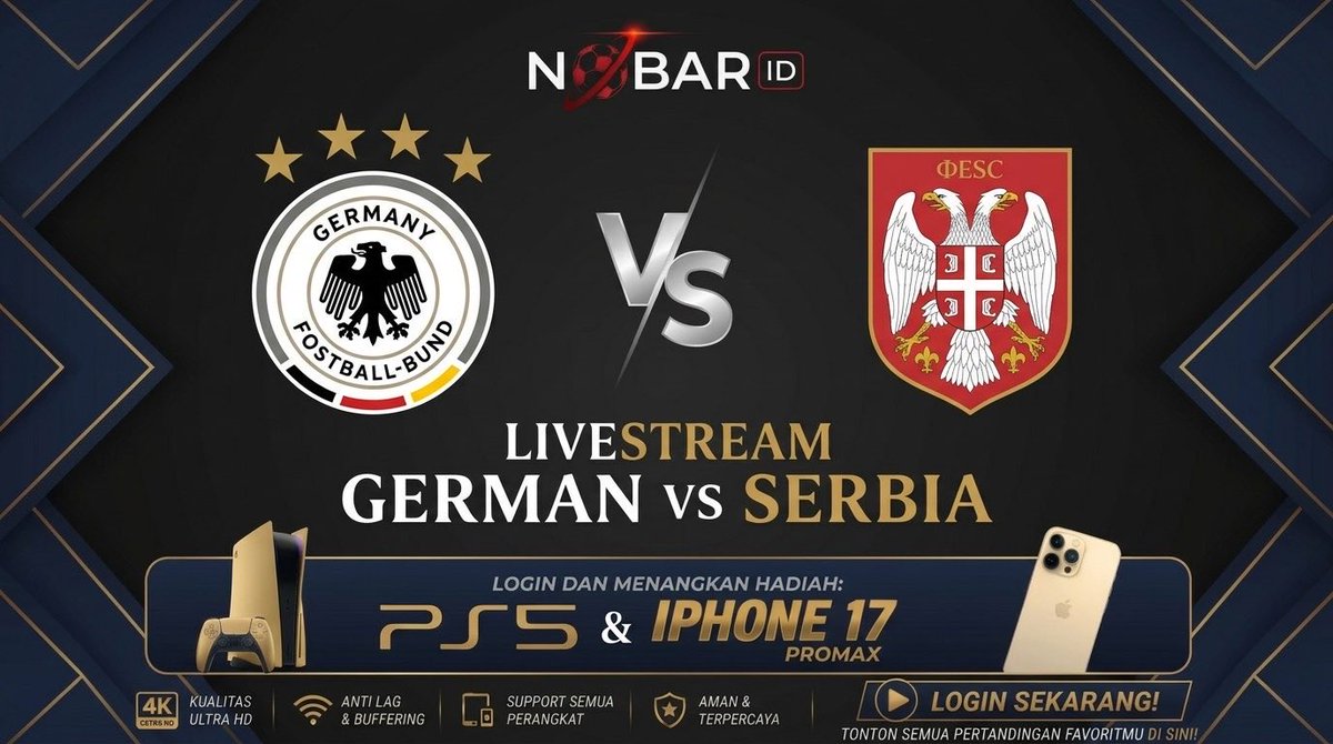 nobarid_off's tweet photo. LINK LIVE STREAMING Germany VS Serbia SEPAK BOLA 2026 ANTI LAG 

https://t.co/t9Sd00UM9y

#SEPAKBOLA2026 #LiveStreamingBola #SiaranLangsung #NontonBolaLive #LiveBolaFB #UCL #kylianmbappe #NobarID #nontonbola https://t.co/yoj0n5cCow