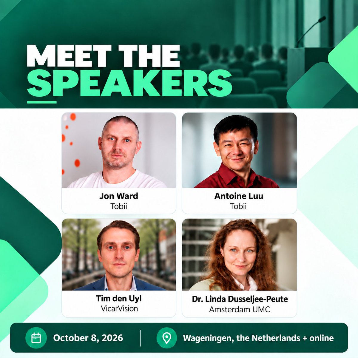 NoldusIT's tweet photo. Meet the speakers joining us on October 8.
Hear from experts at Tobii, VicarVision, Amsterdam UMC, and more.
📍 Wageningen + online
👉 See the full lineup and register:
https://t.co/p2ejnlXCJM
#Noldus #NoldusViso https://t.co/yyPSpvPur5