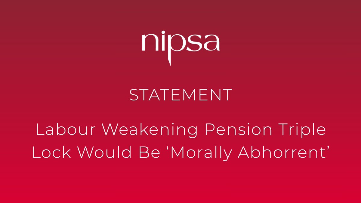 nipsa's tweet photo. NIPSA has warned that pensioners must not be made to pay for the Government’s plans through reduced pensions.

“Everybody deserves dignity and financial security in their old age.”

Read our full statement 👇
 🔗 https://t.co/eG1asYF9PG 

#TripleLock #StatePension #Pensions https://t.co/Z2n3zfZx7R