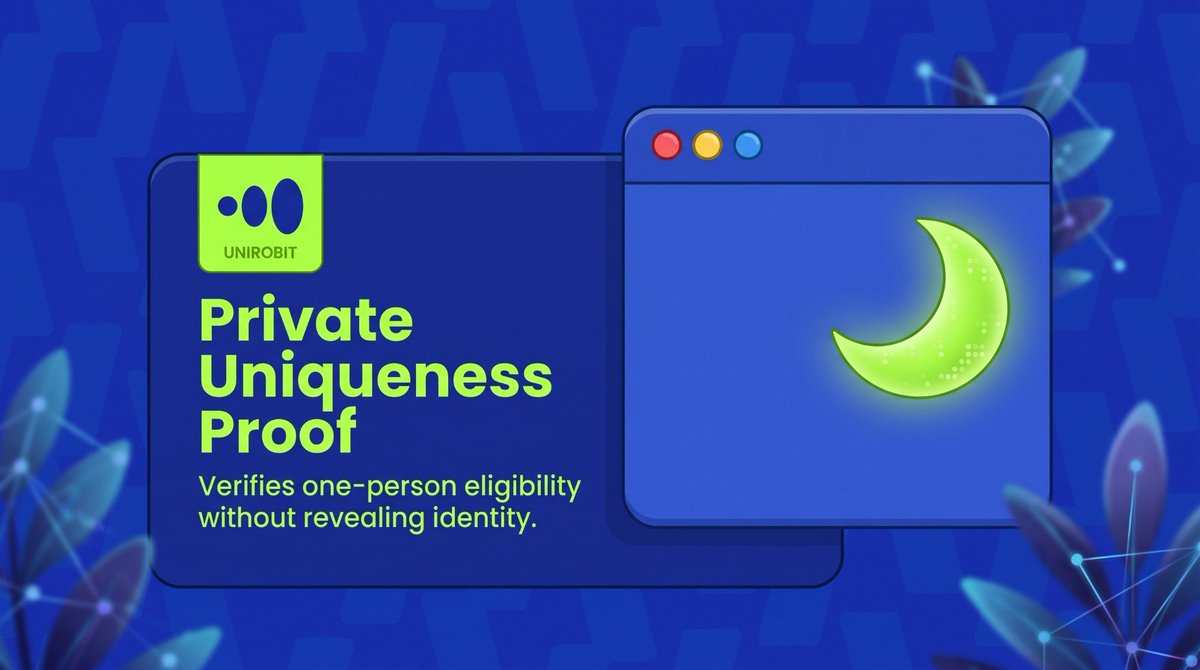 UnirobitProof's tweet photo. Unirobit,  One Person , One Fair Allocation

Prove your eligibility while keeping your identity private. Unirobit is designed to enforce fair-launch allocation limits through private uniqueness proofs https://t.co/kMluOxsBgE