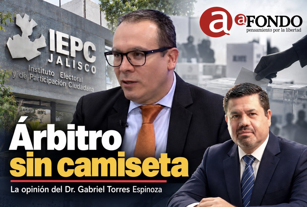 afondoJAL's tweet photo. Árbitro sin camiseta

La opinión del Dr @GabrielTorresEs 
“La llegada de Ernesto Santana Bracamontes @sabe781013 a la presidencia del Instituto Electoral y de Participación Ciudadana de Jalisco @iepcjalisco abre algo más importante que un relevo de la presidencia. Es la oportunidad para reconstruir la autoridad de una institución que acumuló tensiones internas y la percepción de mucha cercanía de algunos de sus integrantes con expresiones políticas”. 
https://t.co/OWevqen6ax