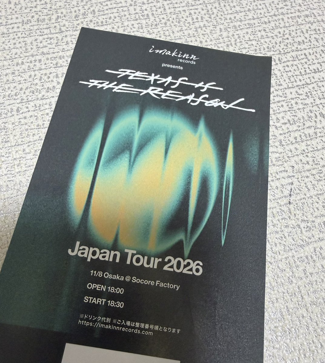 masashi_871's tweet photo. 今日会社から戻ったら届いてました。
Texas Is The Reason紙チケット🎫
今から楽しみすぎる https://t.co/D96xPMThZ7