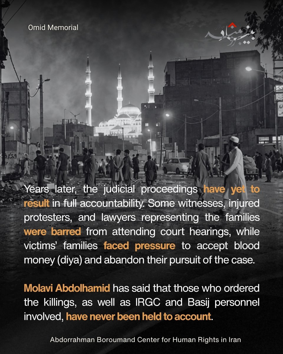 IranRights_org's tweet photo. 🔸Read the stories of some of the victims of “Zahedan’s Bloody Friday” on the Omid Memorial.

https://t.co/e0ScTQonsT

https://t.co/Nzs0Cva4D4 https://t.co/Z9SllsugRi