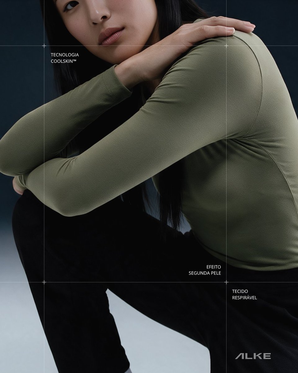 alkeactive's tweet photo. COOLSKIN™️ é performance inteligente: leve, resistente e consciente.
Uma blusa pensada para acompanhar o corpo com precisão do treino ao dia a dia. O comprimento longo garante cobertura extra, enquanto as mangas longas justas moldam o corpo com efeito segunda pele. https://t.co/WL7Ha50jTv