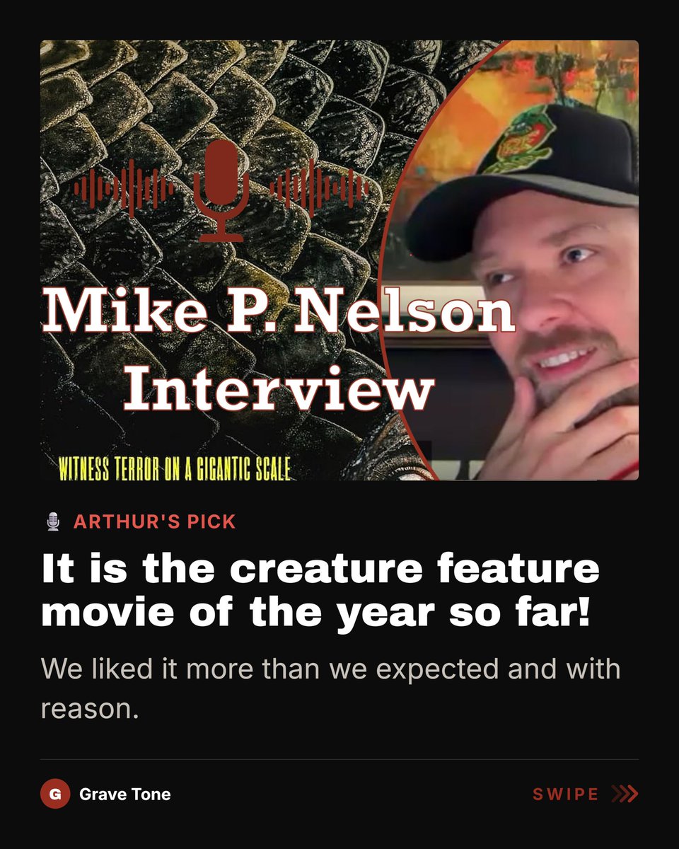 gravetonepod's tweet photo. We sat down with Mike P. Nelson to discuss his latest creature feature horror movie, Beware Boiúna, which releases tomorrow! 

From practical effects to not wanting to make this movie initially, Mike discussed what it takes to make a genuinely scary creature feature movie. 

1/2 https://t.co/PMHc1RetP7